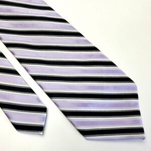 Laurant Bennet Milano Purple Black Striped Woven Microfiber‎ Polyester Tie